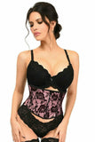 Daisy Corsets Lavish Pink w/Black Lace Overlay Mini Cincher - Daisy Corsets - Flyclothing LLC