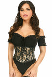 Daisy Corsets Lavish Tan w/Black Lace Overlay Mini Cincher - Daisy Corsets - Flyclothing LLC