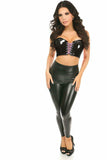 Daisy Corsets Lavish Black/Lavender Patent Lace-Up Short Bustier Top - Daisy Corsets - Flyclothing LLC