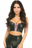 Daisy Corsets Lavish Black/Lavender Faux Leather Lace-Up Short Bustier Top - Daisy Corsets - Flyclothing LLC