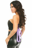 Daisy Corsets Lavish Black/Lavender Faux Leather Lace-Up Short Bustier Top - Daisy Corsets - Flyclothing LLC