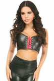 Daisy Corsets Lavish Black/Hot Pink Faux Leather Lace-Up Short Bustier Top - Daisy Corsets - Flyclothing LLC