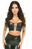 Daisy Corsets Lavish Black/Lt Pink Faux Leather Lace-Up Short Bustier Top - Daisy Corsets - Flyclothing LLC