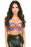 Daisy Corsets Lavish Rainbow PVC Glitter Lace-Up Short Bustier Top - Daisy Corsets - Flyclothing LLC
