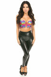 Daisy Corsets Lavish Rainbow PVC Glitter Lace-Up Short Bustier Top - Daisy Corsets - Flyclothing LLC