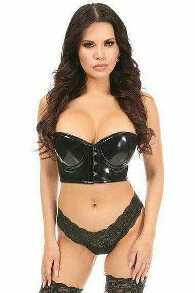 Daisy Corsets Lavish Black Patent PVC Underwire Short Bustier - Daisy Corsets - Flyclothing LLC