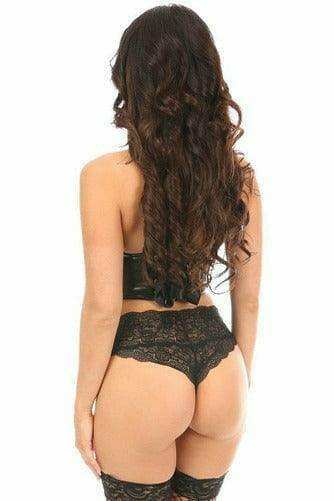 Daisy Corsets Lavish Black Patent PVC Underwire Short Bustier - Daisy Corsets - Flyclothing LLC