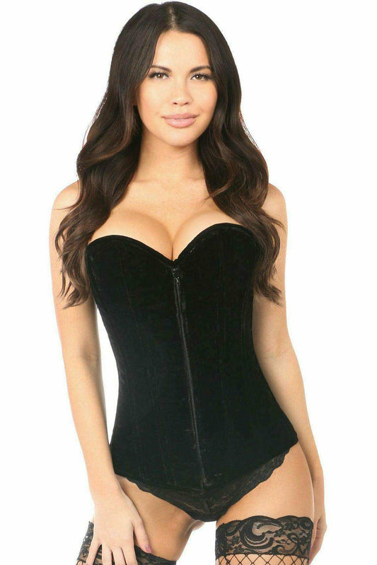 Daisy Corsets Lavish Black Velvet Overbust Corset - Daisy Corsets - Flyclothing LLC
