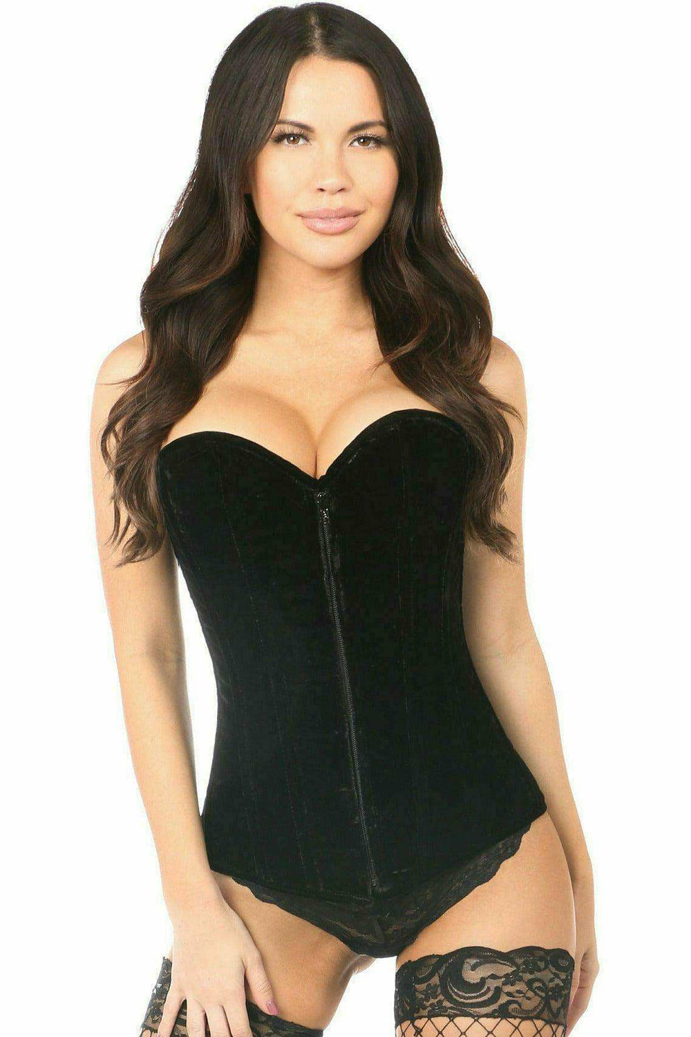 Daisy Corsets Lavish Black Velvet Overbust Corset - Daisy Corsets - Flyclothing LLC