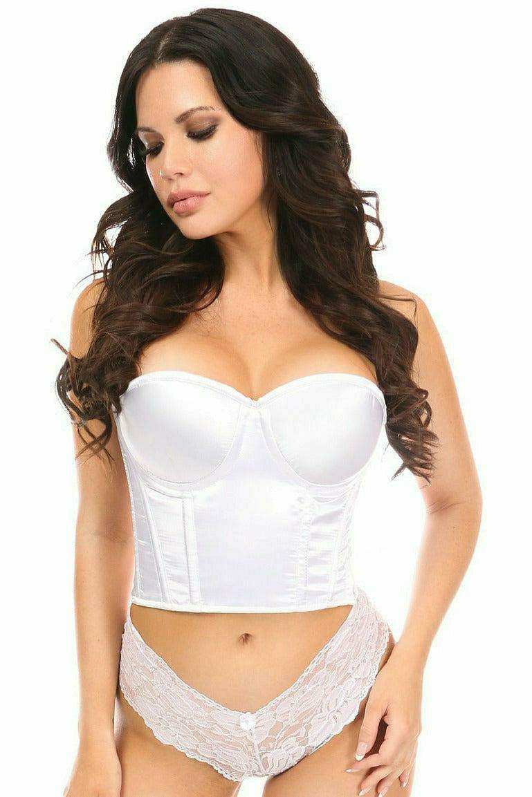 Daisy Corsets Lavish White Satin Underwire Bustier - Daisy Corsets - Flyclothing LLC