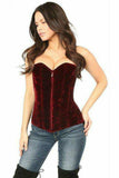 Daisy Corsets Lavish Red Crushed Velvet Overbust Corset - Daisy Corsets - Flyclothing LLC