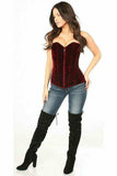 Daisy Corsets Lavish Red Crushed Velvet Overbust Corset - Daisy Corsets - Flyclothing LLC