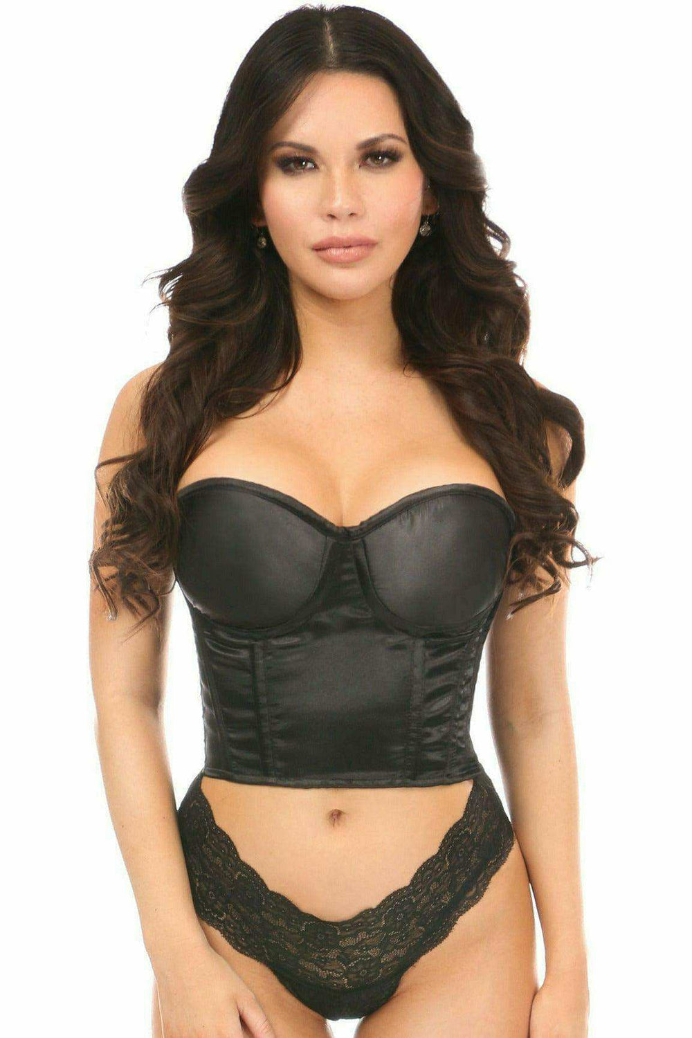 Daisy Corsets Lavish Black Satin Underwire Bustier - Daisy Corsets - Flyclothing LLC