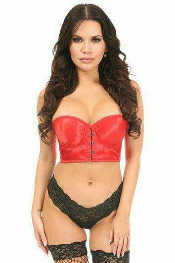 Daisy Corsets Lavish Red Satin Underwire Short Bustier - Daisy Corsets - Flyclothing LLC
