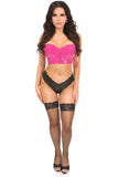 Daisy Corsets Lavish Hot Pink Patent PVC Underwire Short Bustier - Daisy Corsets - Flyclothing LLC