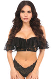 Daisy Corsets Lavish Black Sheer Lace Off-The-Shoulder Underwire Short Bustier - Daisy Corsets - Flyclothing LLC