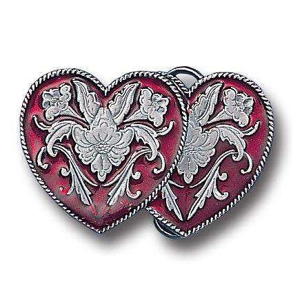 Western Double Heart Enameled Belt Buckle - Siskiyou Buckle - Flyclothing LLC