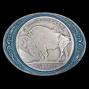 Buffalo Nickel Enameled Belt Buckle - Siskiyou Buckle - Flyclothing LLC