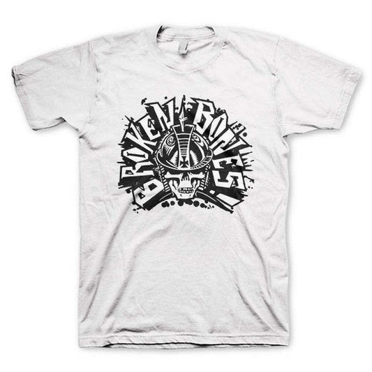 Broken Bones Classic Skull LOGO White Mens T-Shirt - Broken Bones - Flyclothing LLC