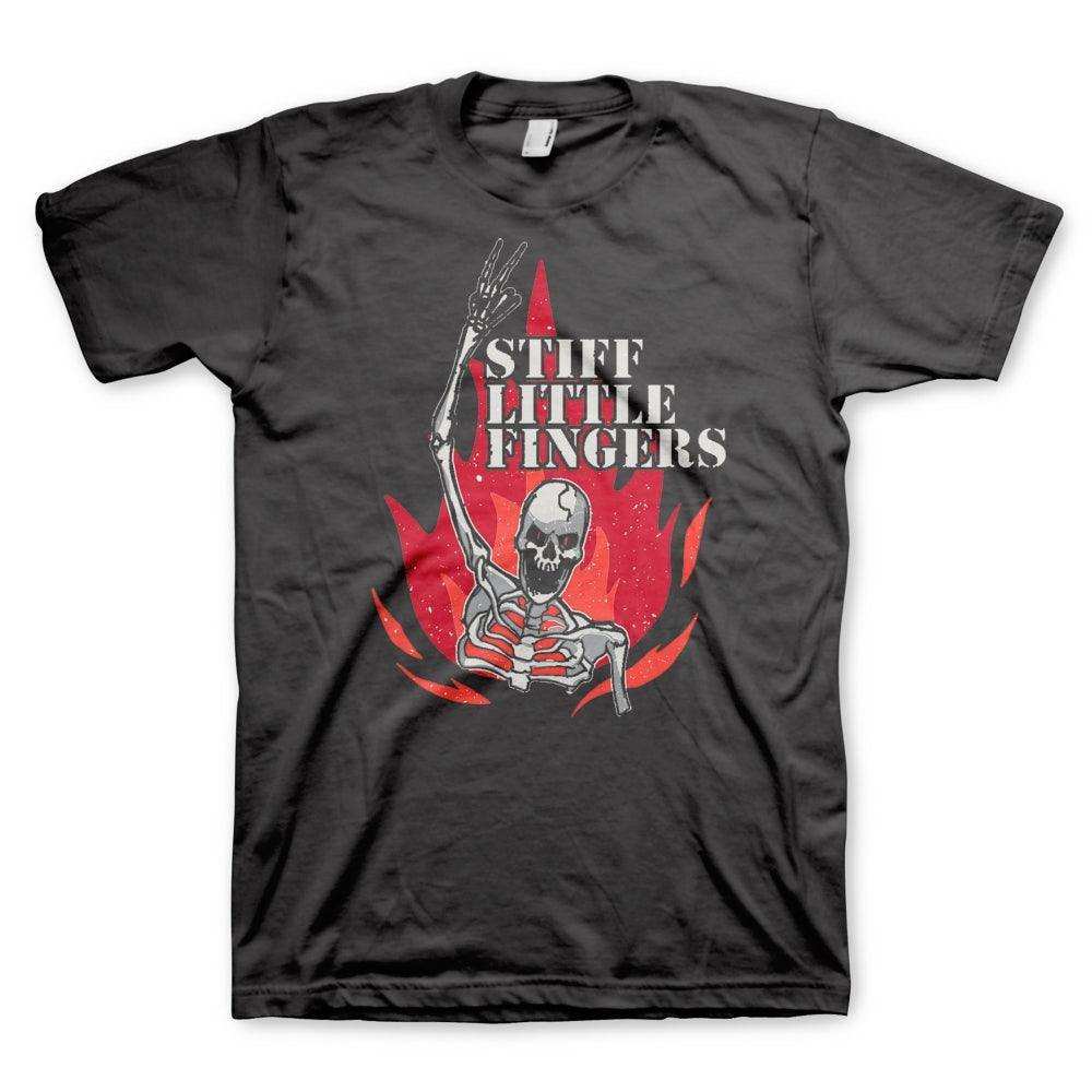 Stiff Little Fingers Skeleton Flame Mens T-Shirt - Stiff Little Fingers - Flyclothing LLC