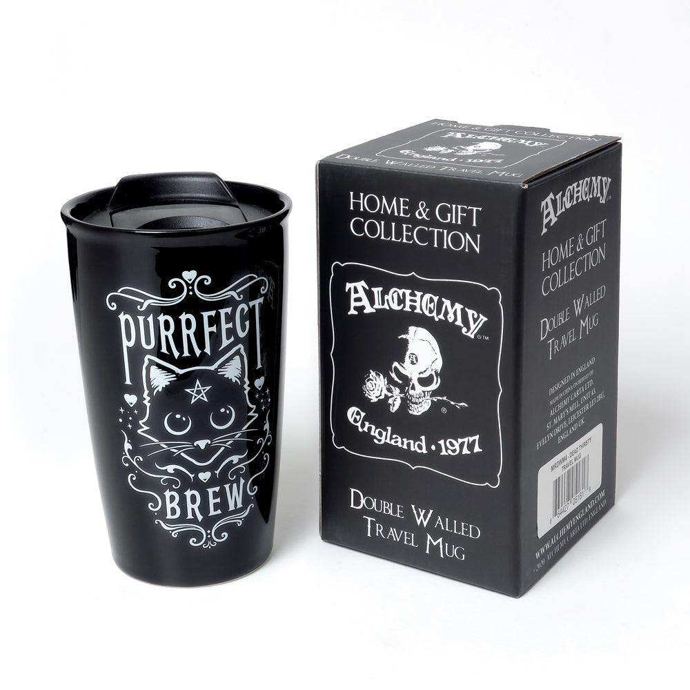 The Vault Purrfect Brew Double Walled Mug - Alchemy Gothic - Flyclothing LLC