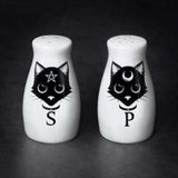 The Vault Black Cats: Salt & Pepper Shaker Set - Alchemy Gothic - Flyclothing LLC