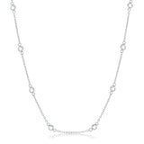16 Rhodium Plated Clear CZ Round Bezel Saturn Necklace - JGI - Flyclothing LLC
