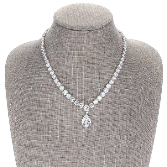 Bejeweled Cubic Zirconia Pear Drop Necklace - JGI - Flyclothing LLC