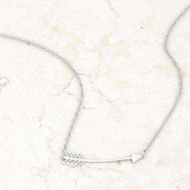 Arianna Rhodium Stainless Steel Arrow Necklace - JGI - Flyclothing LLC
