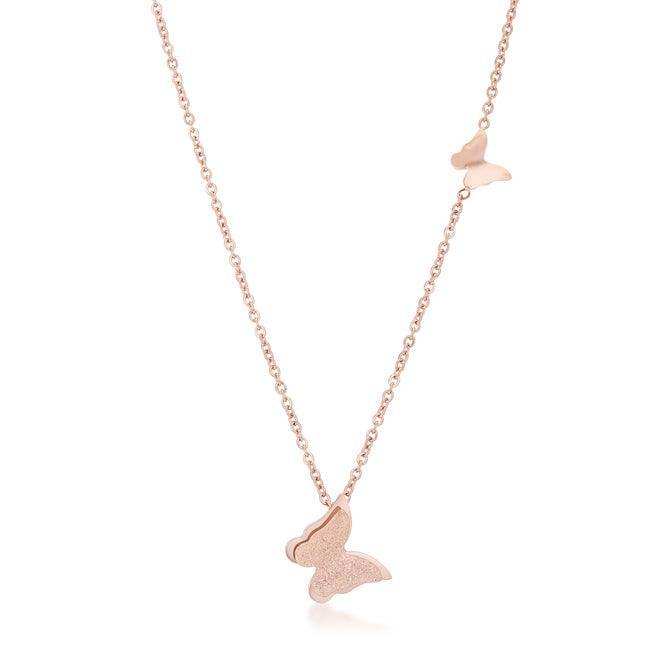 Beatrice Rose Gold Stainless Steel Delicate Butterfly Necklace - JGI - Flyclothing LLC