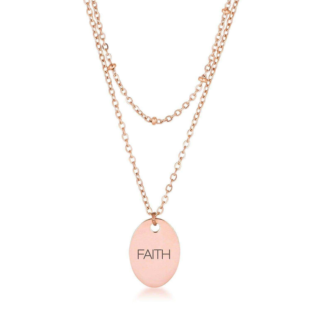 Rose Gold Plated Double Chain FAITH Necklace - JGI - Flyclothing LLC