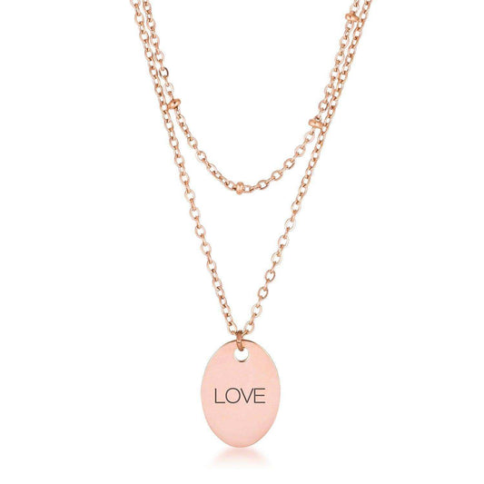 Rose Gold Plated Double Chain LOVE Necklace - JGI - Flyclothing LLC