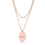 Rose Gold Plated Double Chain LOVE Necklace - JGI - Flyclothing LLC