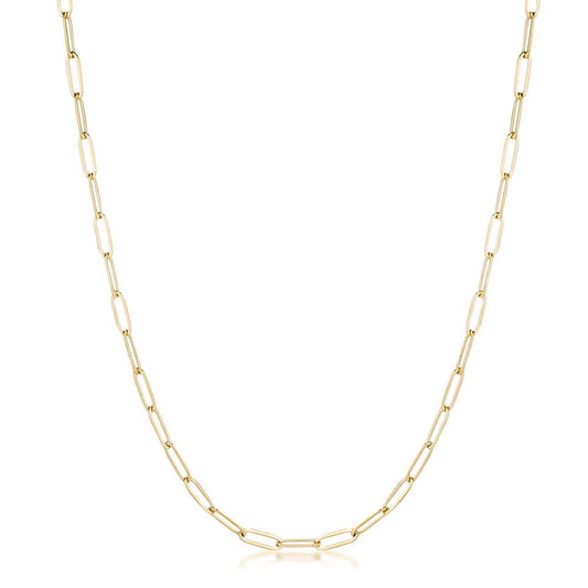 16 Gold Plated Linked Mid Size Paperclip Chain Necklace - JGI - Flyclothing LLC