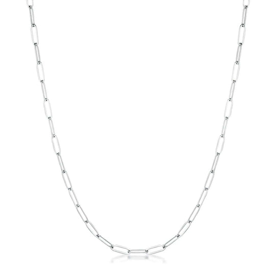 16 Rhodium Plated Linked Mid Size Paperclip Chain Necklace - JGI - Flyclothing LLC