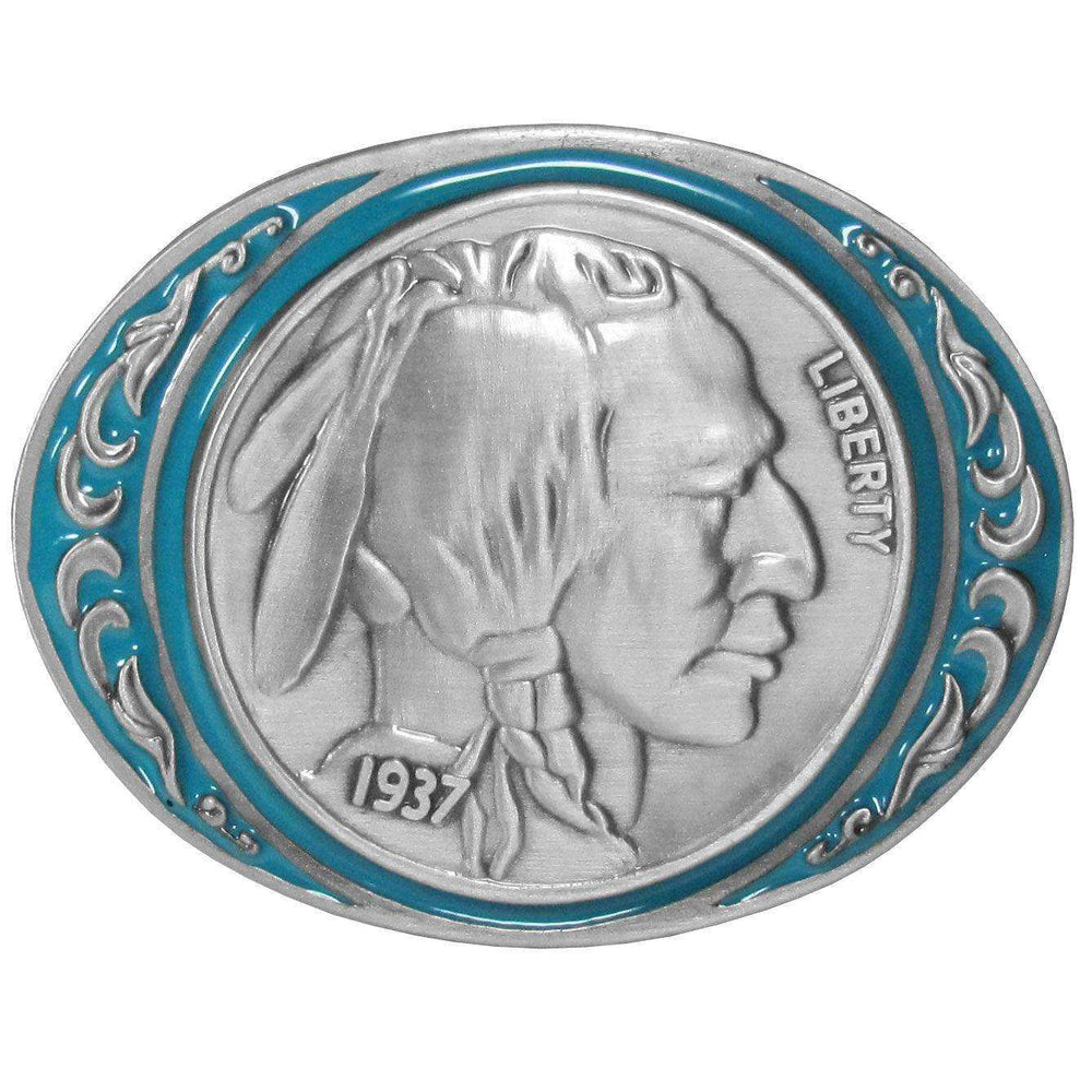Indian Head Nickel Enameled Belt Buckle - Siskiyou Buckle - Flyclothing LLC