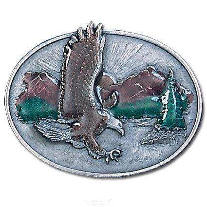 Eagle Over Mountains Enameled Belt Buckle - Siskiyou Buckle - Flyclothing LLC
