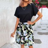 Two-Tone Round Neck Cuffed Sleeve Dress - Trendsi - Flyclothing LLC