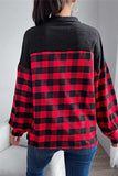 Buffalo Plaid Color Block Balloon Sleeve Top - Trendsi - Flyclothing LLC
