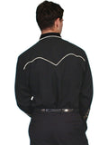 Scully BLACK CREAM SOLID W/CONT. PIPING SHIRT - Scully Leather - Flyclothing LLC