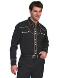 Scully BLACK CREAM SOLID W/CONT. PIPING SHIRT - Scully Leather - Flyclothing LLC