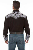 Scully BLACK-WHITE FLORAL TOOLED EMBROIDERY SHIRT - Scully Leather - Flyclothing LLC