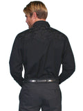 Scully JET BLACK FLORAL TOOLED EMBROIDERY SHIRT - Scully Leather - Flyclothing LLC