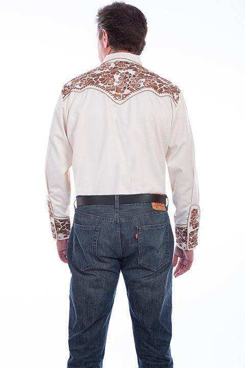 Scully NATURAL FLORAL TOOLED EMBROIDERY SHIRT - Scully Leather - Flyclothing LLC