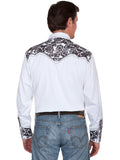 Scully PEWTER FLORAL TOOLED EMBROIDERY SHIRT - Scully Leather - Flyclothing LLC