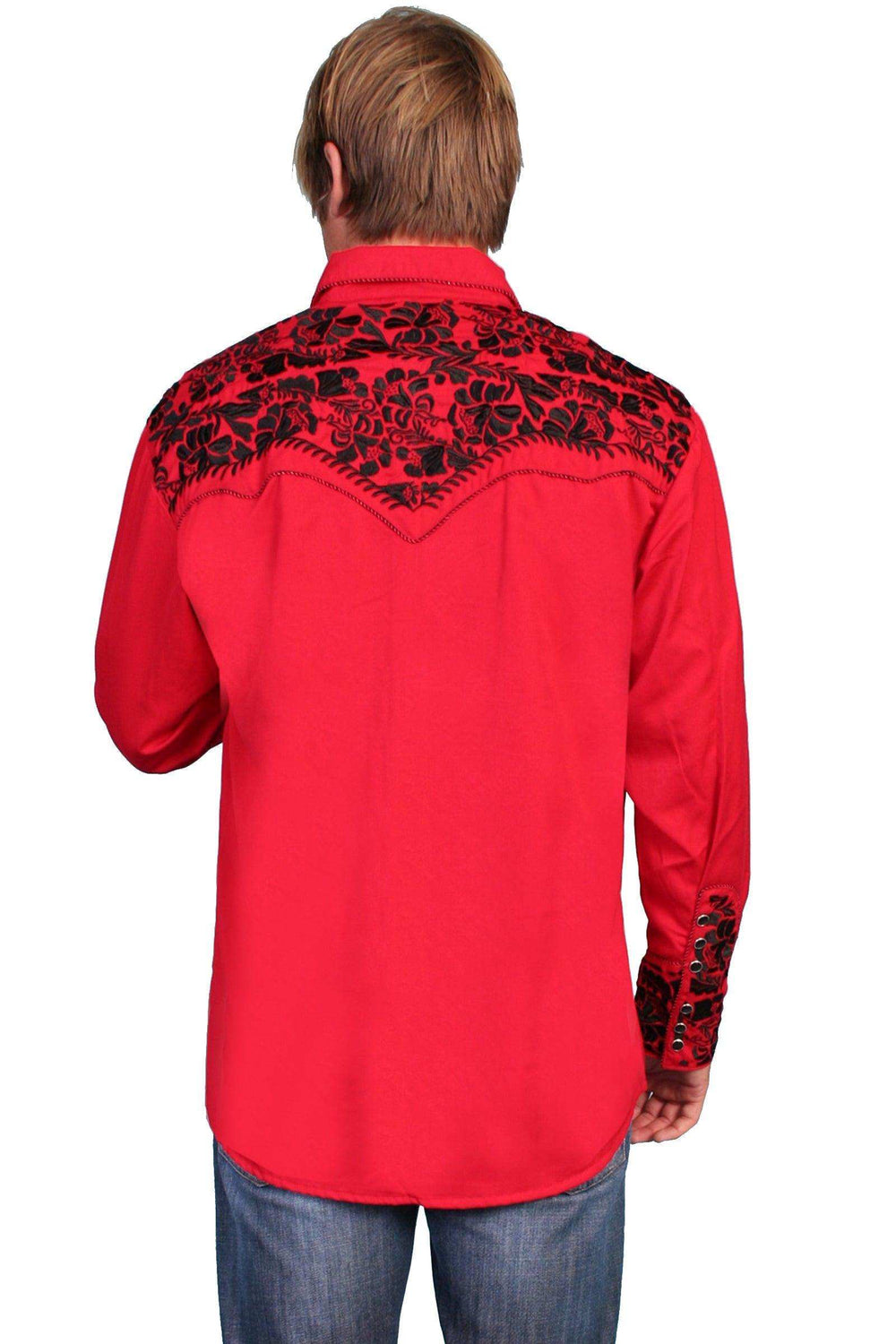 Scully RED FLORAL TOOLED EMBROIDERY SHIRT - Scully Leather - Flyclothing LLC