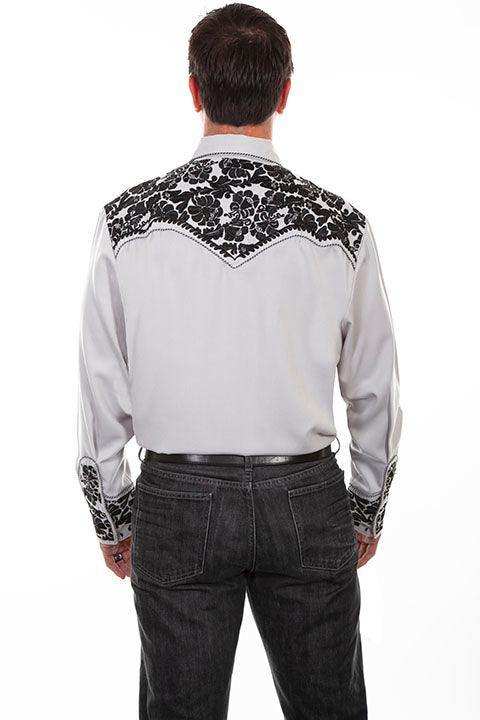 Scully STEEL FLORAL TOOLED EMBROIDERY SHIRT - Scully Leather - Flyclothing LLC