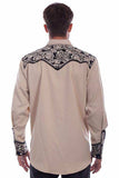 Scully Leather Western Scully Tan Floral Tooled Embroidery Shirt - Scully Leather - Flyclothing LLC