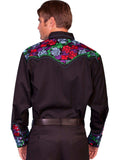 Scully BLUE COLORFUL FLORAL TOOLED EMB. SHIRT - Scully Leather - Flyclothing LLC