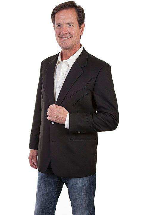 Scully BLACK SOLID BLAZER W/TONAL PIPING - Scully Leather - Flyclothing LLC